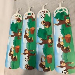 4 Curious George Fan Blades with Brackets Attached